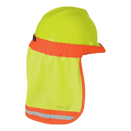 Kishigo Hard Hat Sun Shield, 100% Polyester w/Contrast Trim, Elastic Band Fits Over Most Hard Hats, Lime 2810